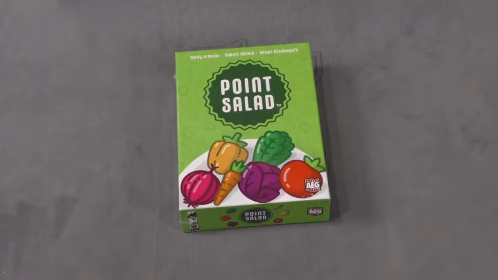Point Salad card game box featuring various vegetables.