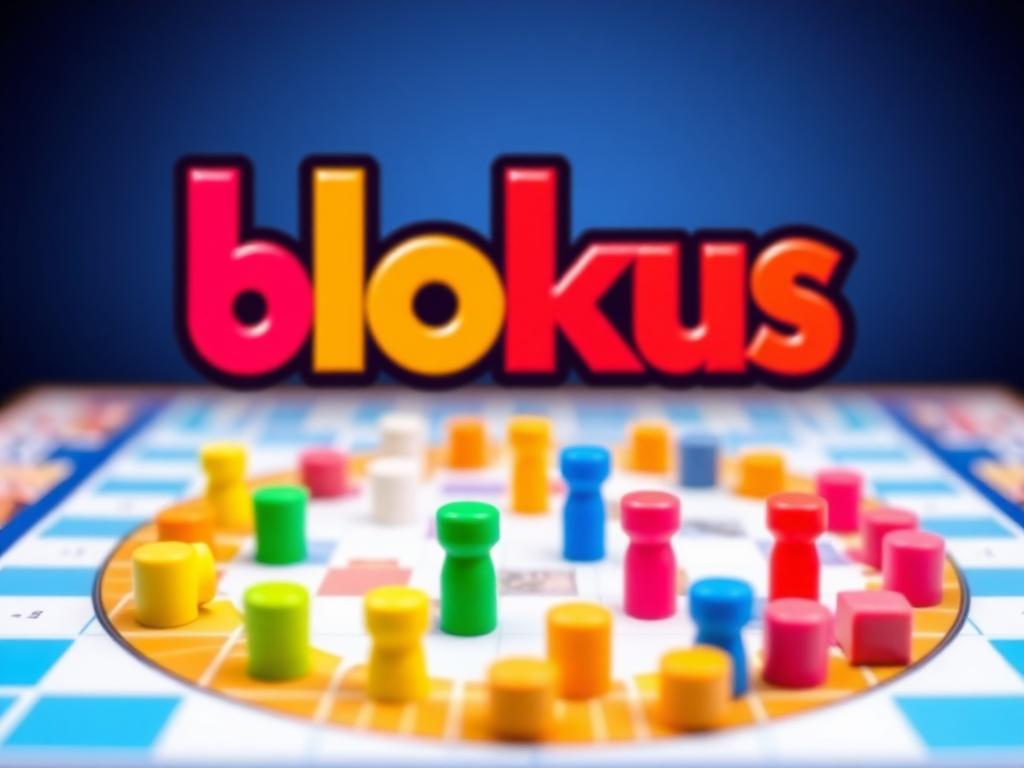 A vibrant image of the Blokus board game with colorful pieces arranged on the board.
