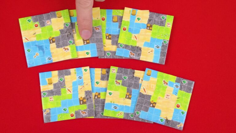 A set of 8 colorful puzzle pieces from the "Explorers" game by Ravensburger, depicting a farm-themed landscape.