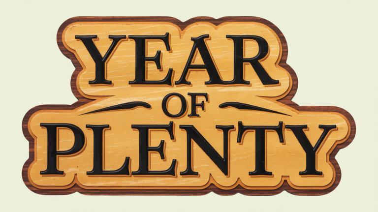 Year of Plenty wooden sign from the board game Catan