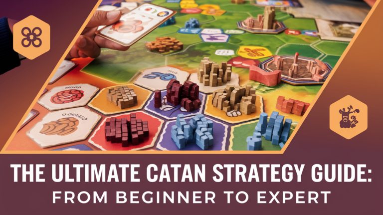 Catan board game in play with resource cards and pieces on a hexagonal board.