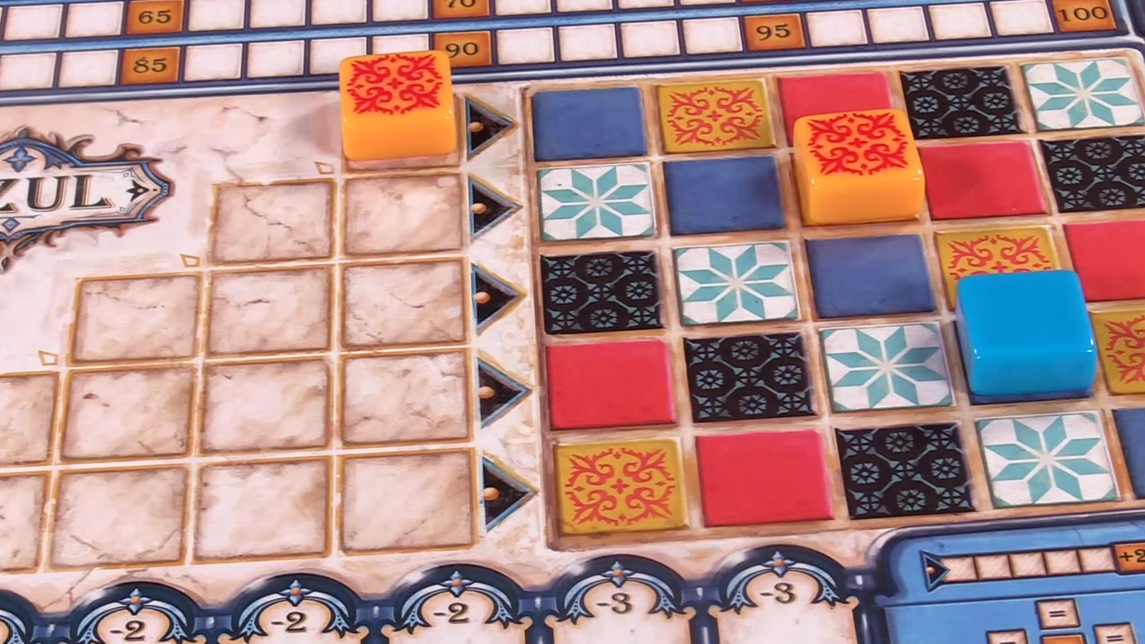 Azul game board with colorful tiles
