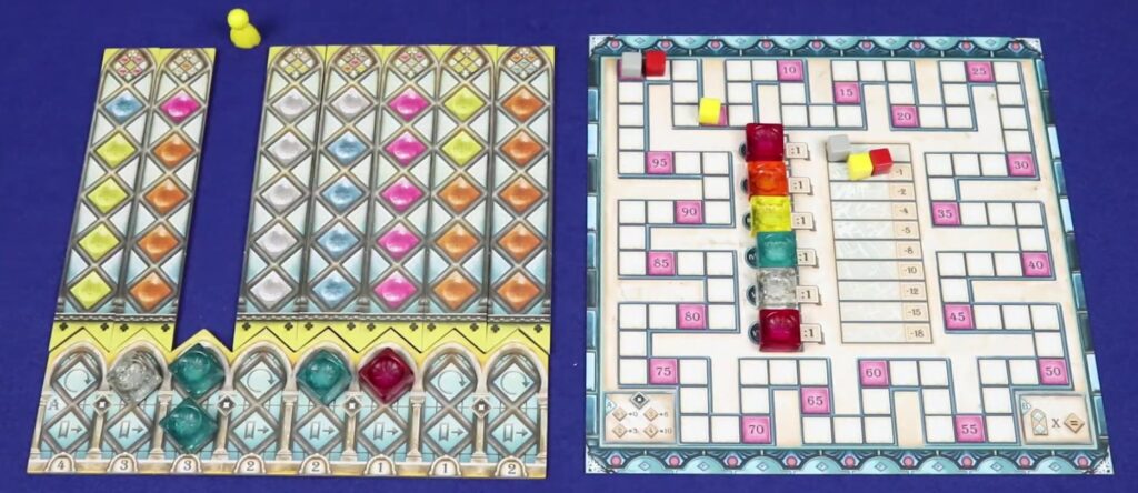 Azul: Stained Glass of Sintra board game setup with player boards and main game board.