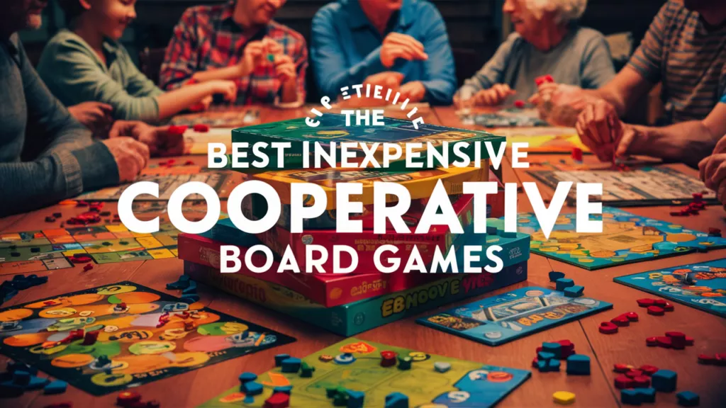 Players engaged in various inexpensive cooperative board games, showcasing a fun and interactive gaming session
