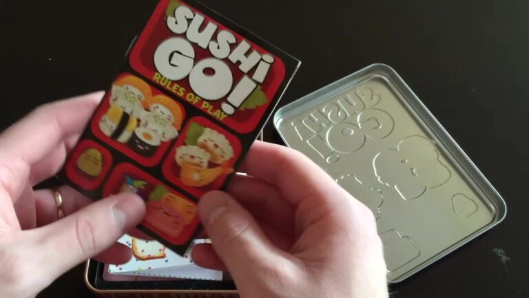 Sushi Go! card game rules and tin box
