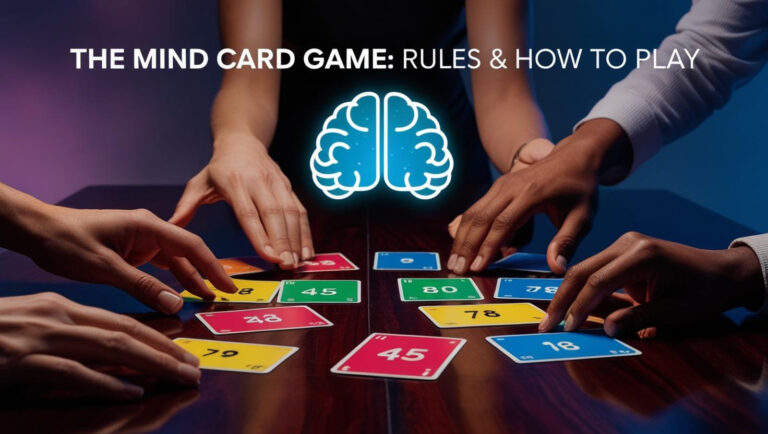 Hands reaching for colored numbered cards on a table with a brain icon in the background